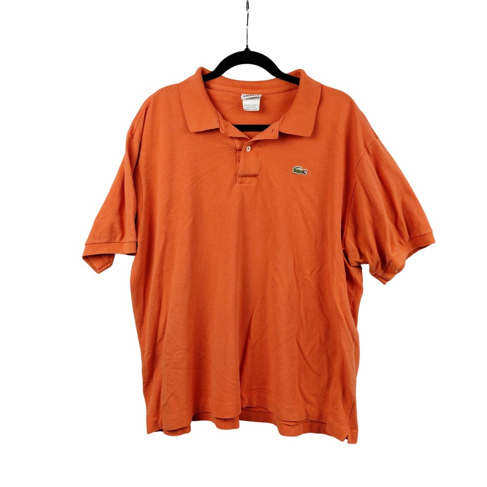 Lacoste Mens Orange Short Sleeve Polo Shirt Crocodile Logo Size‎ 8